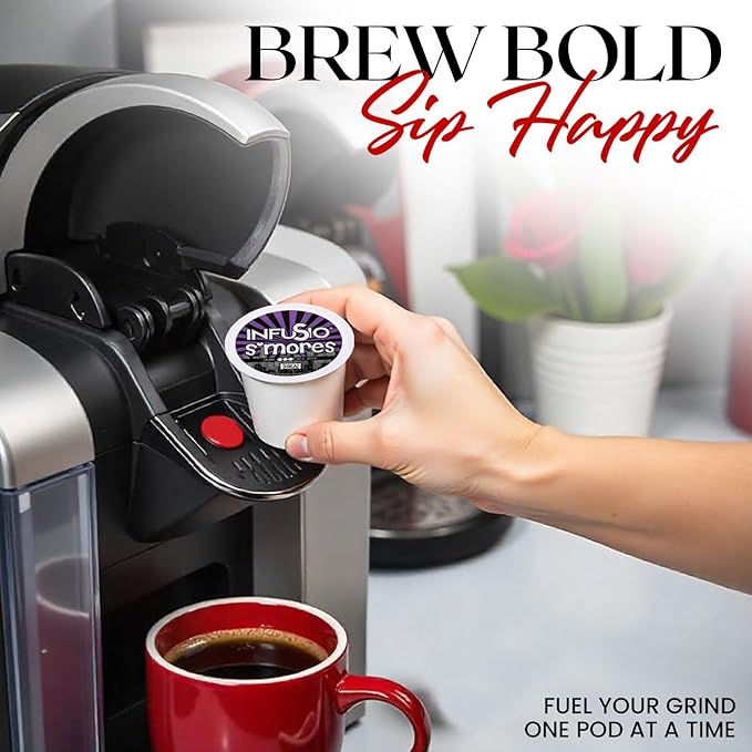 InfuSio Coffee Pods 96 Count S'mores Medium Roast Flavored Single Serve Coffee Pods for Keurig K