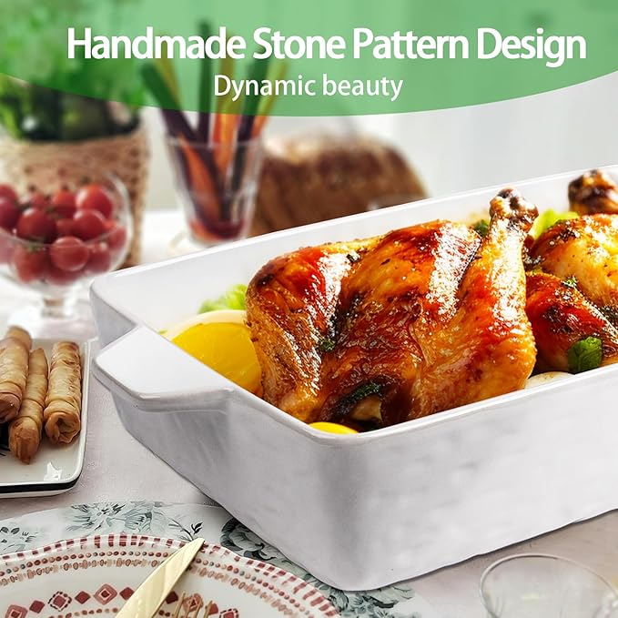 4 QT Baking Dish, Casserole Dishes for Oven, 9x13 Baking Pan with Handles, Lasagna Pan Deep