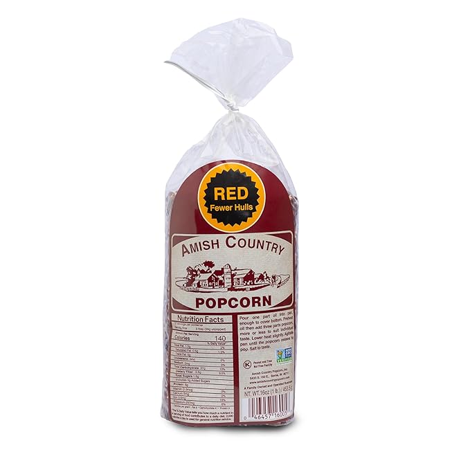 Amish Country Popcorn | 1 lbs Bag | Red Popcorn Kernels | Old Fashioned, Non-GMO and Gluten Free