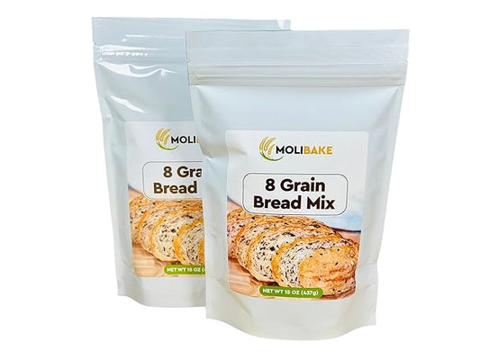 Molibake 8 Grain Bread Mix Pack of 2- All-Natural Multigrain Baking Mix for Bread Machine and Oven