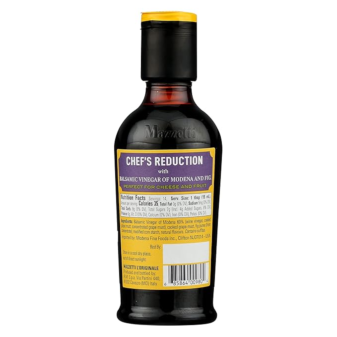 Mazzetti Fig Balsamic Vinegar Glaze of Modena PGI | Thick & Rich | Perfect for Fruit & Cheese | 7.3