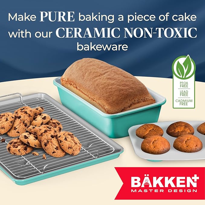 Bakken 8-Piece Stackable Bakeware Set - Ceramic Non-Stick Coating, Baking Sheets, Assorted Baking