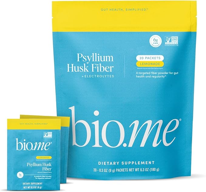 Psyllium Husk Fiber Lemonade 20 Count Travel Packs (6g Per Packet) - Psyllium Husk Powder for