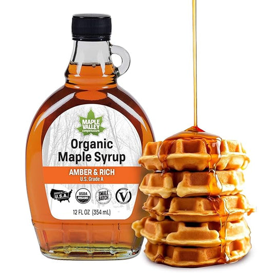 Maple Valley Organic Pure Maple Syrup, Amber and Rich, Better Than Pancake Syrup, Use for Coffee or