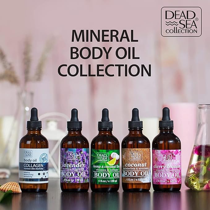Dead Sea Collection Body Oil for Dry Skin - Collagen & Vitamin E - Moisturizing & Nourishing