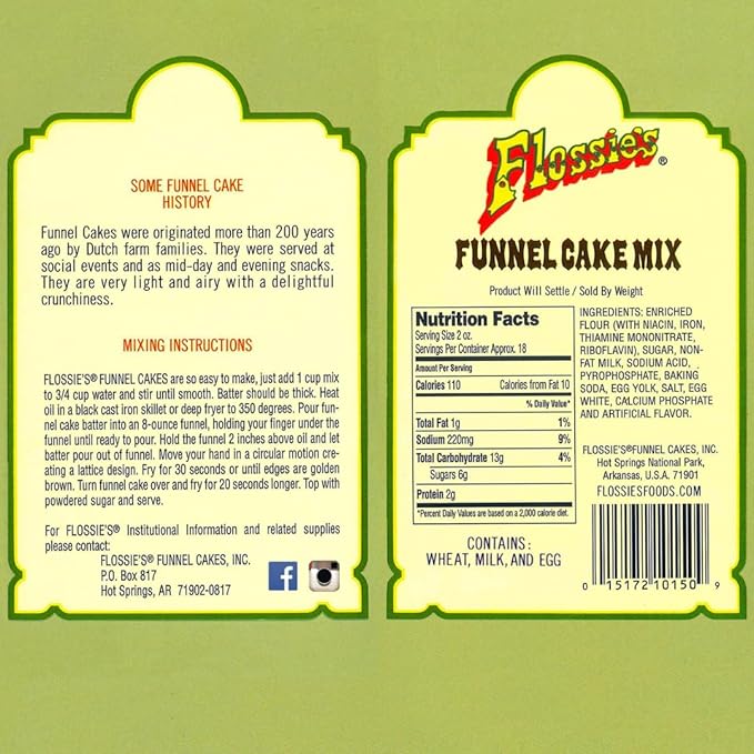 Flossie???Famous Funnel Cake Mix, 24 oz ??Resealable & Reusable Packaging, Make Authentic Carnival