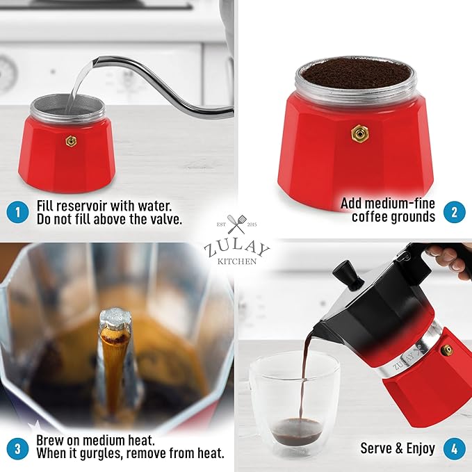 Zulay Classic Stovetop Espresso Maker for Great Flavored Strong Espresso, Classic Italian Style 3