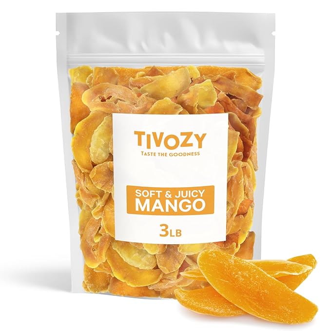 Dried Mango Slices - Soft & Juicy Sweet Dried Mango Healthy Snack, Delicious Texture, Chewy Ripened
