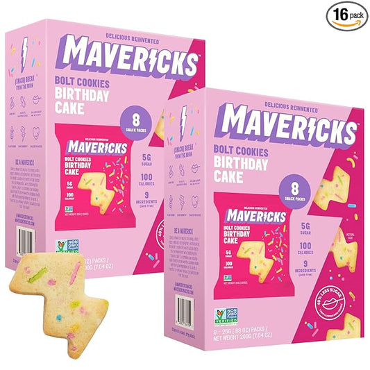 Mavericks Birthday Cake Bolt Cookies - Plant-Based Birthday Cake Confetti Cookies, Egg-Free
