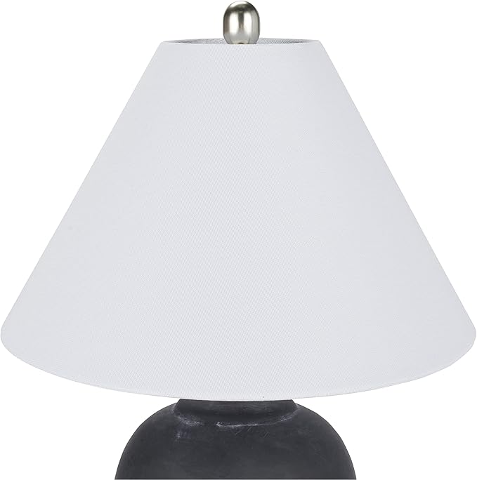Nourison Home 23" Black Vintage Distressed Ceramic Pot Table Lamp for Bedroom, Living Room, End