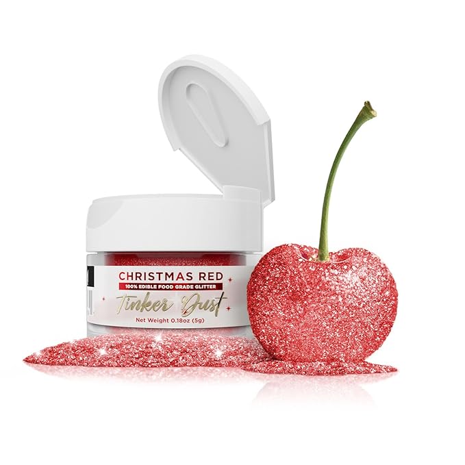 Bakell - Christmas Red Tinker Dust (5g, 1x Jar) Edible Glitter for Food, Desserts, and Beverages!