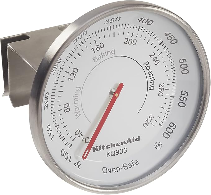 KitchenAid KQ903 3-in Analog Dial Oven/Appliance Thermometer, Oven Food Grill Chef Smoker Cooking