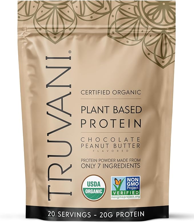 Truvani Vegan Pea Protein Powder | Chocolate Peanut Butter | 20g Organic Plant Based Protein | 20