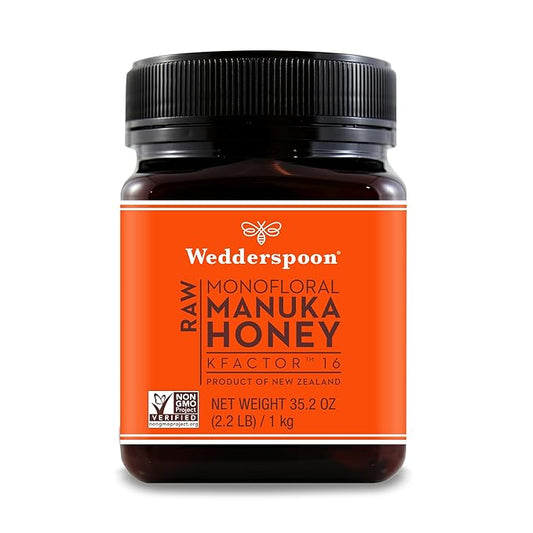 Wedderspoon Raw Premium Manuka Honey, KFactor 16, 35.2 Oz, Unpasteurized, Genuine New Zealand
