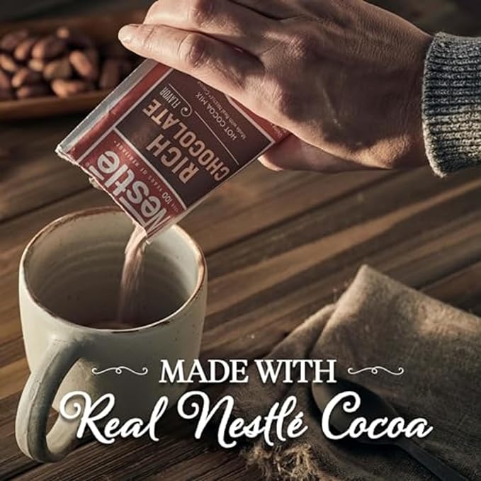 Nestle Hot Chocolate Packets, Hot Cocoa Mix, Rich Chocolate Flavor, Made with Real Cocoa, 0.71 oz