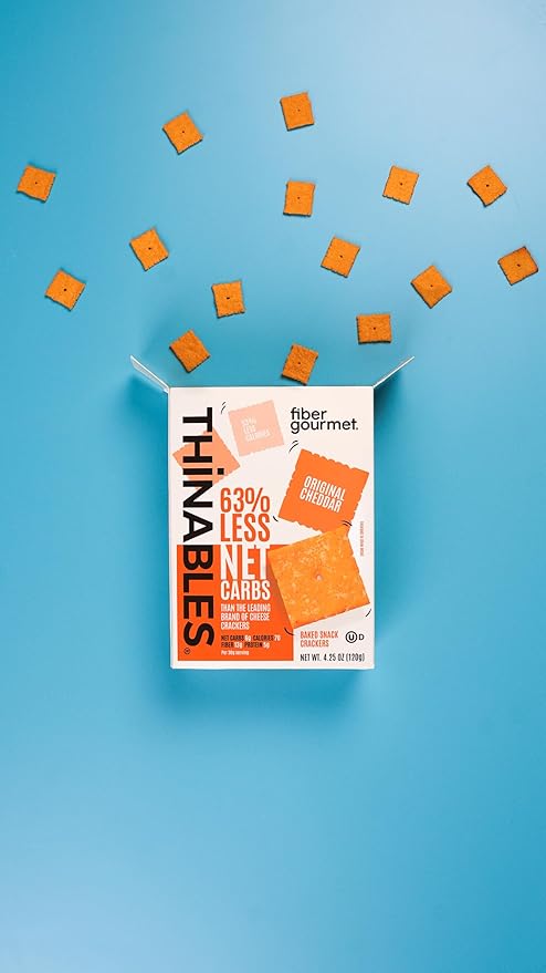 Fiber Gourmet Original Thinables Baked Cheese Crackers – Low Calorie, High Fiber Snack – 6g Net