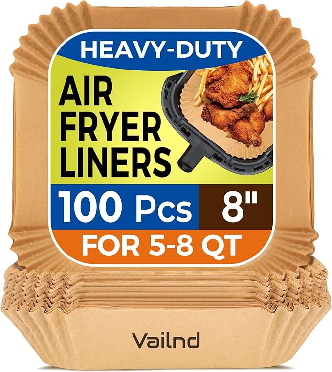 Air Fryer Paper Liners: 100Pcs Parchment Paper, 8" Air Fryer Liner Disposable for Microwave