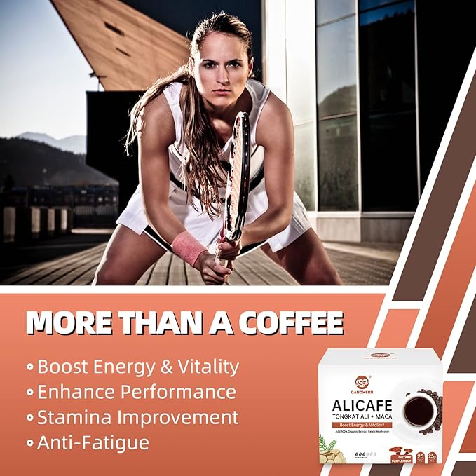 GANOHERB Maca Energy Coffee for Men, Women Herbal Coffee with Tongkat Ali, Maca Root, Reishi
