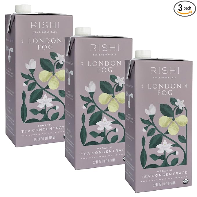 Rishi Tea London Fog Latte - Organic Black Tea Concentrate with Bergamot, Easy-to-Serve Hot or Iced