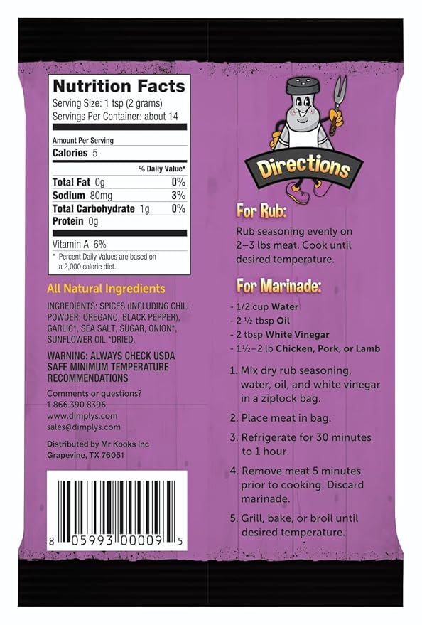 Dimply's Cajun Seasoning Mix, Marinade and Dry Rub Perfect for Chicken, Meat, Vegetables, Tofu