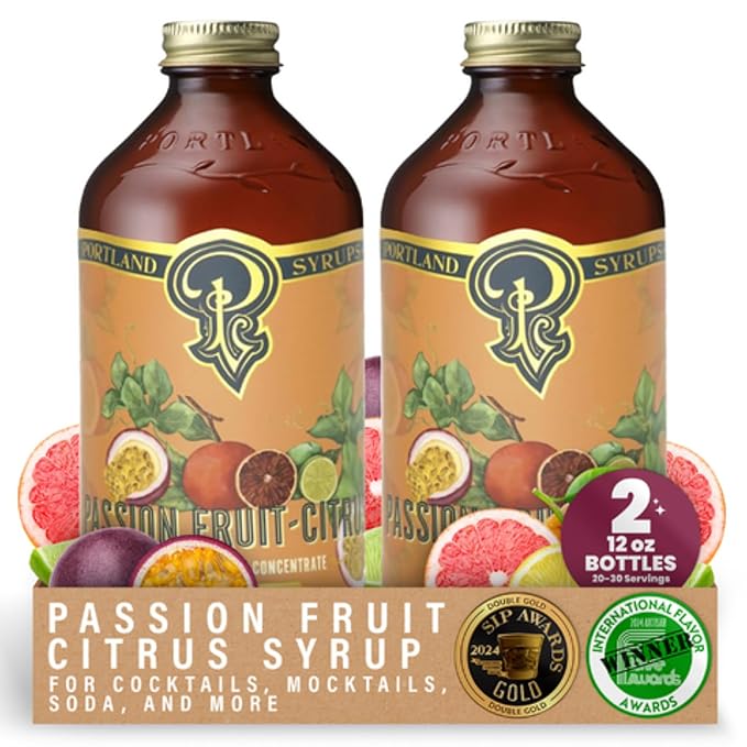 Portland Syrups Citrus-Passion Syrup - Craft Tropical Sensations for Cocktails, Mocktails, Soda