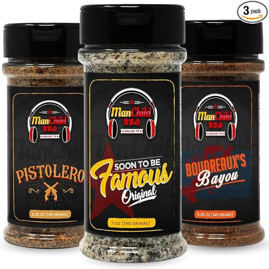 Manchild BBQ Rub Spices and Seasonings Gift Set | All Natural Texas Spice Dry Rubs for Cooking &