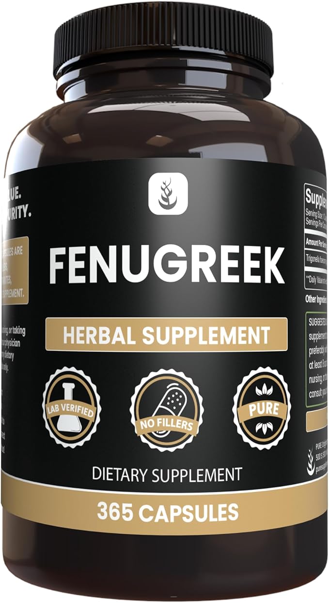 Pure Original Ingredients Fenugreek (365 Capsules) No Magnesium Or Rice Fillers, Always Pure, Lab