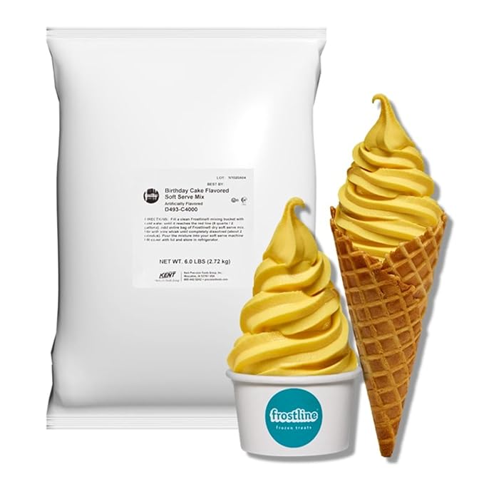 Frostline Birthday Cake Soft Serve Ice Cream Mix, Lactose & Gluten Free - Just Add Water, Dairy, or
