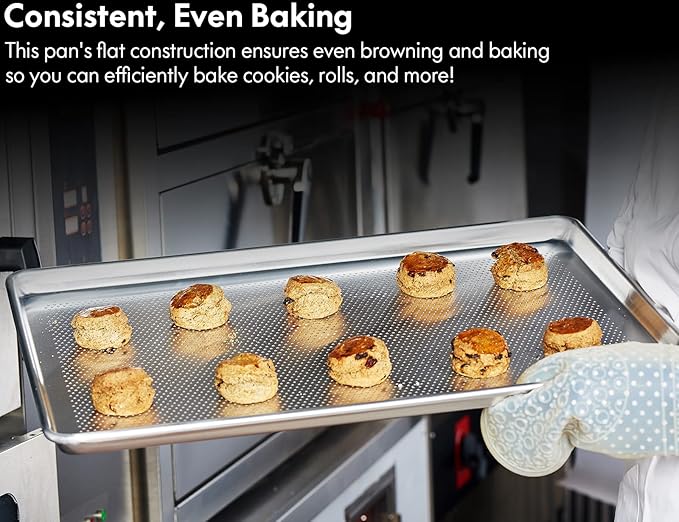 CURTA 6 Pack Aluminum Sheet Pan Perforated, NSF Listed Full Size 26 x 18 inch Commercial Bakery