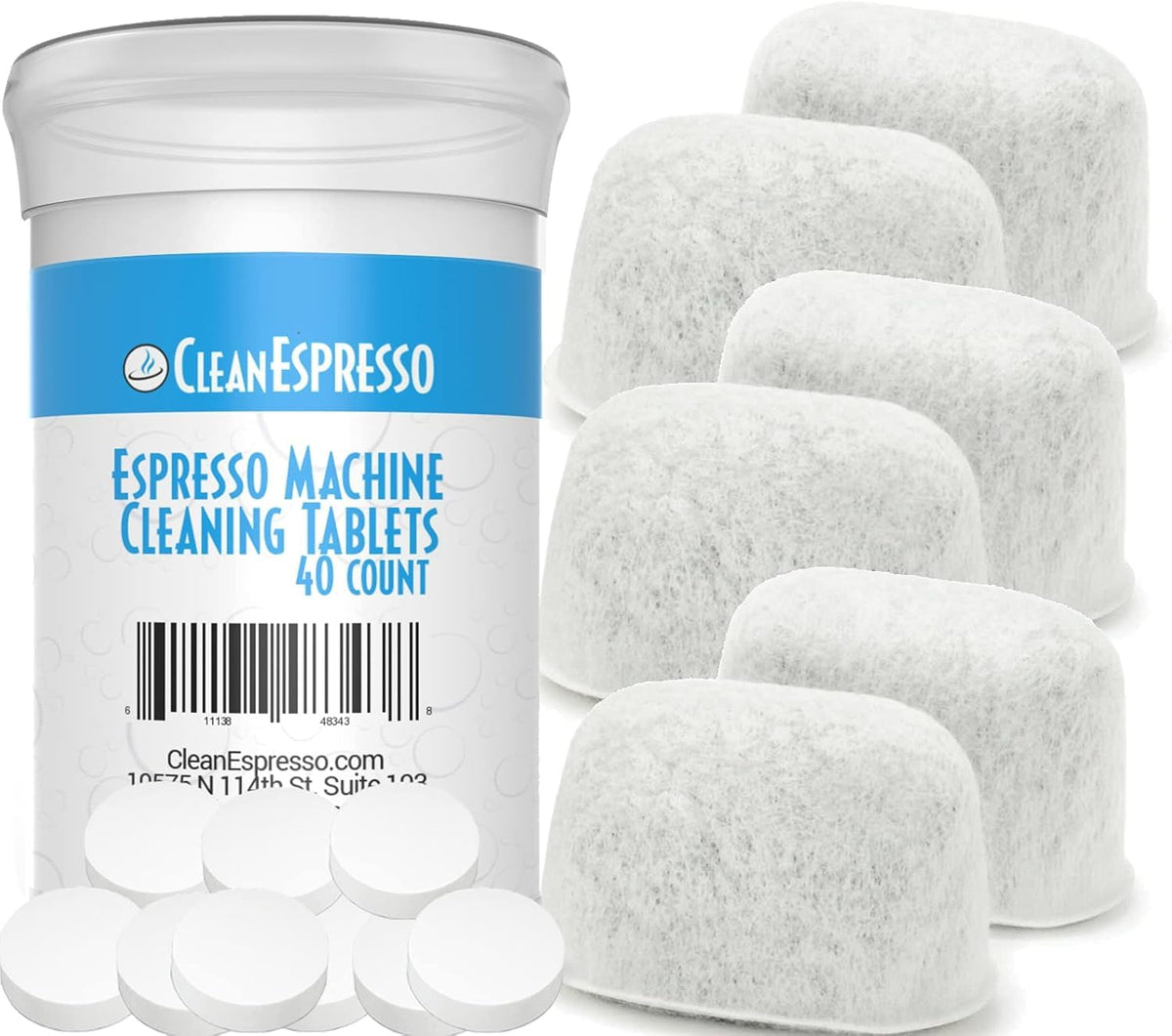CleanEspresso - Designed For Breville Cleaning Kit - 40 Cleaning Tablets and 6 Water Filters for