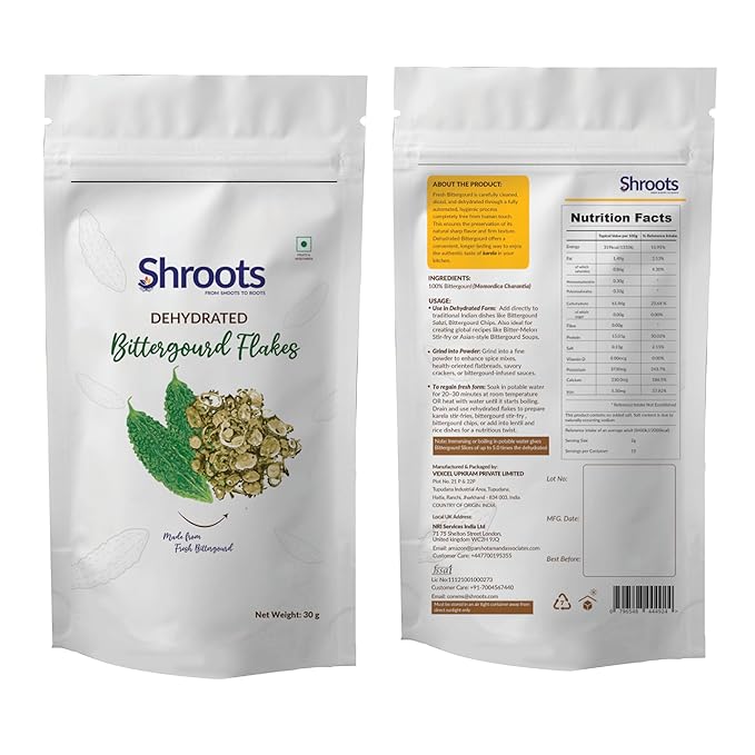 SHROOTS Dehydrated Bittergourd Flakes Pure Vegetarian Gluten-Free No Added Salt Easy Cooking