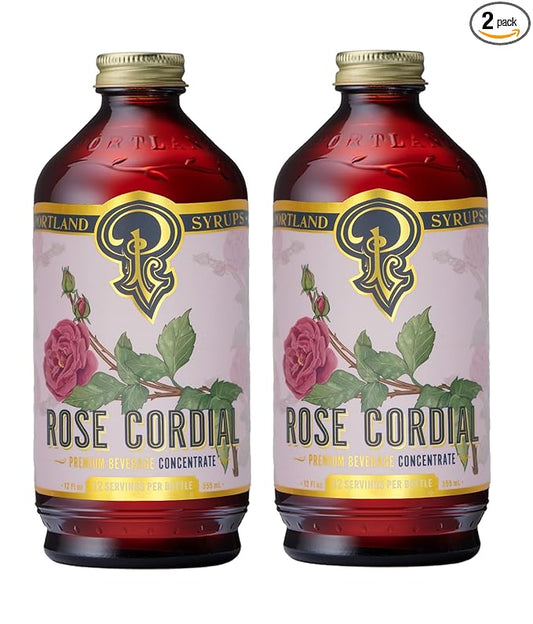 Portland Syrups Rose Cordial Syrup - Craft Exquisite Floral Beverages for Cocktails, Mocktails