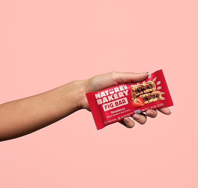 Nature?™s Bakery Whole Wheat Fig Bars, Strawberry, Real Fruit, Vegan, Non-GMO, Snack bar, 7 boxes