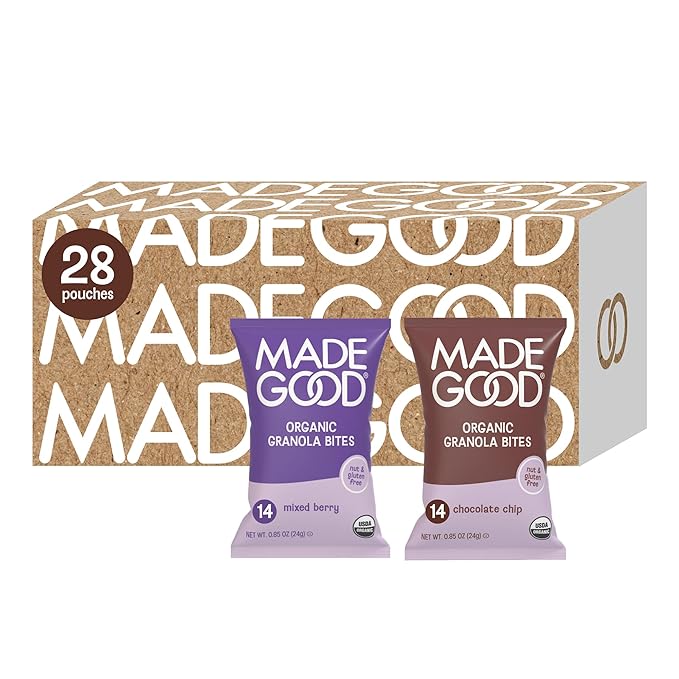 MadeGood Granola Bites Chocolate Chip & Mixed Berry Variety Pack (28 Count) Gluten Free and Organic