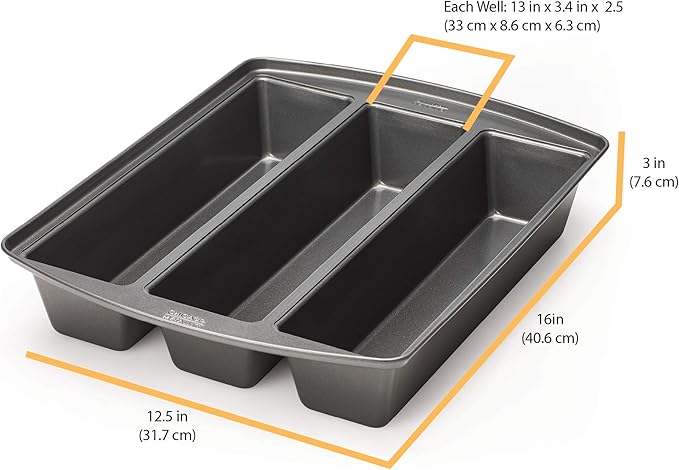 Chicago Metallic Professional Lasagna Trio Pan, Perfect for loaf breads, cakes and more 12.5 by 16