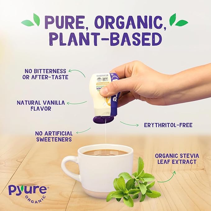 Pyure Organic Liquid Vanilla Stevia Drops | Stevia Liquid Sweetener Keto Sugar Substitutes | Zero