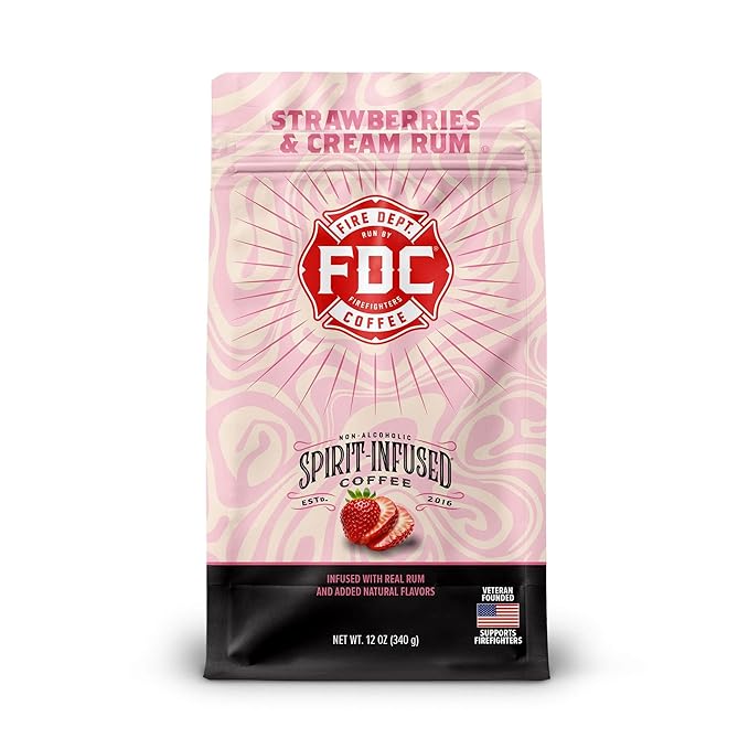 Fire Department Coffee - Gives Back to Firefighters - Strawberries & Cream Rum Infused Ground