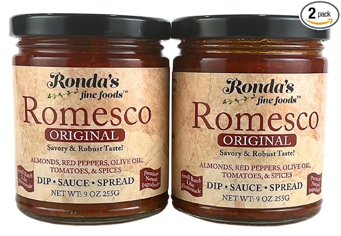 Romesco Dip, Spread, Topping & Sauce ??2CT 9.0oz Jars - Thick, Small-Batch Romesco with Almonds