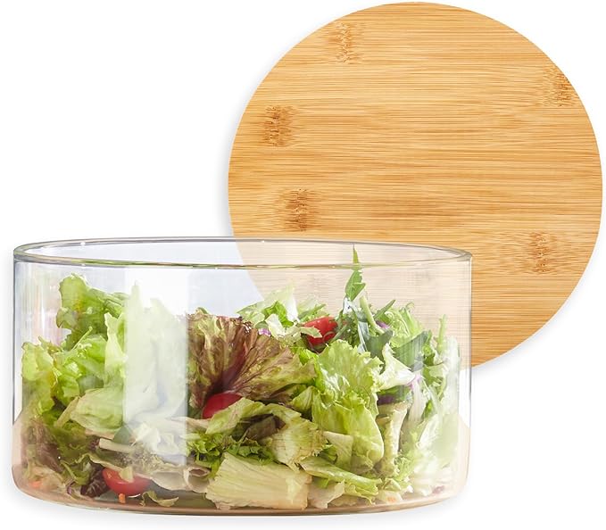 190oz Extra Large Glass Trifle Bowl with Lid, Modern Design Clear Glass Round Dessert Centerpiece