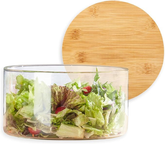190oz Extra Large Glass Trifle Bowl with Lid, Modern Design Clear Glass Round Dessert Centerpiece
