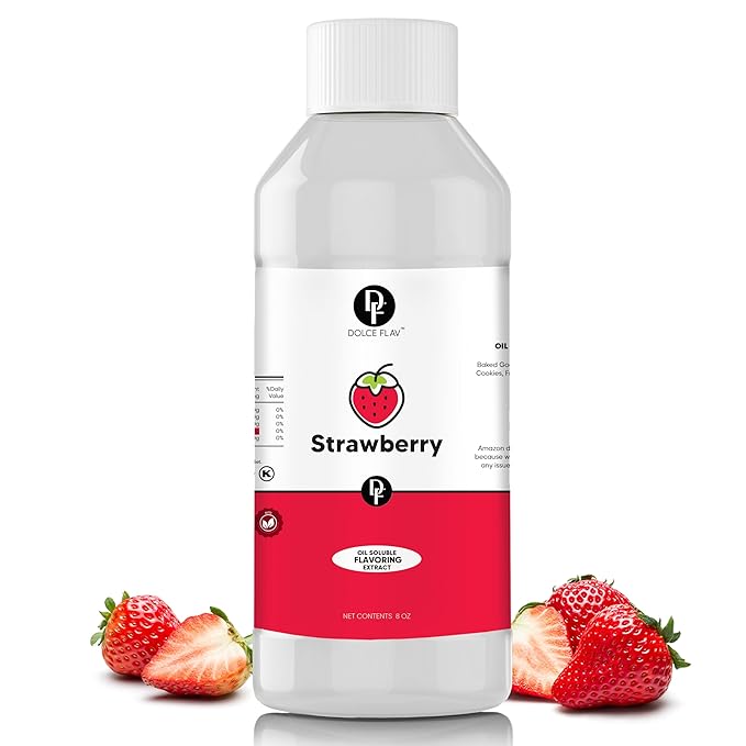Dolce Flav Strawberry Extract 8 oz ??Kosher, Sugar-Free, Concentrated Berry Flavor for Candy