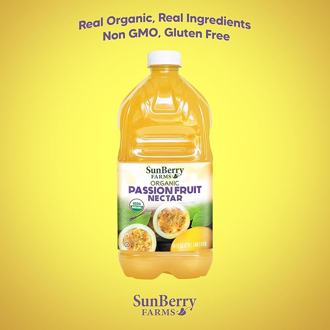 Sunberry Farms Organic Passion Fruit Nectar, Gluten Free, non-GMO, All Natural (64 Fl oz, Passion