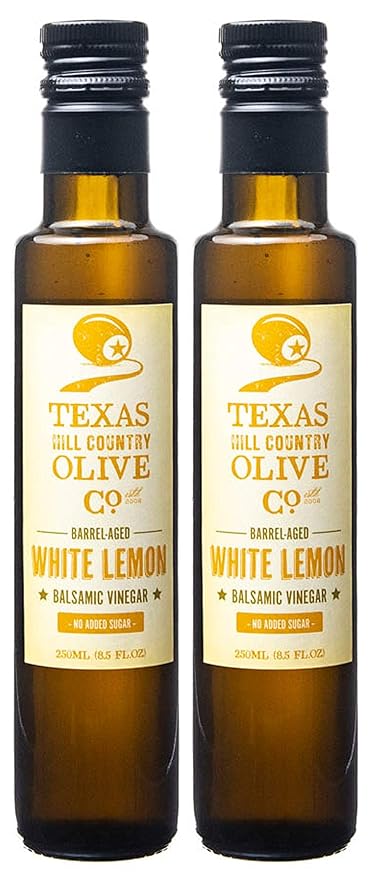 White Lemon Balsamic Vinegar - Gourmet Barrel Aged Infused Balsamic Vinegar - Great for Dressing