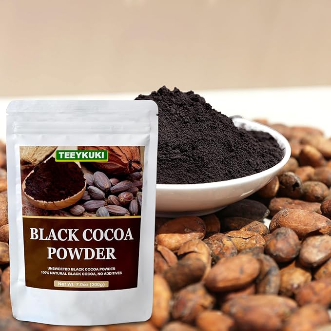 Black Cocoa Powder, 7.0oz(200.0g), Premium Food Grade Black Cocoa Powders for Cooking & Baking