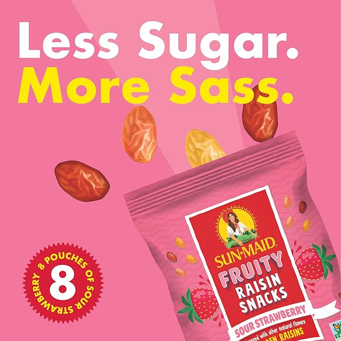 Sun-Maid Fruity Raisin Snack Variety Pack - Sour Strawberry, Watermelon & Blue Raspberry - (24