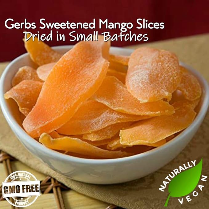 Gerbs Sweetened Dried Mango Slices 2 lbs. | Unsulfured, No Additives, Resealable Bag | Naturally