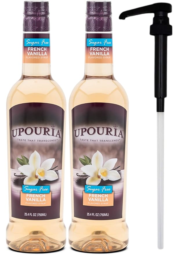 Upouria Holiday Syrup Bundle, Sugar-Free French Vanilla, 100% Vegan, Gluten-Free, Kosher, 750mL