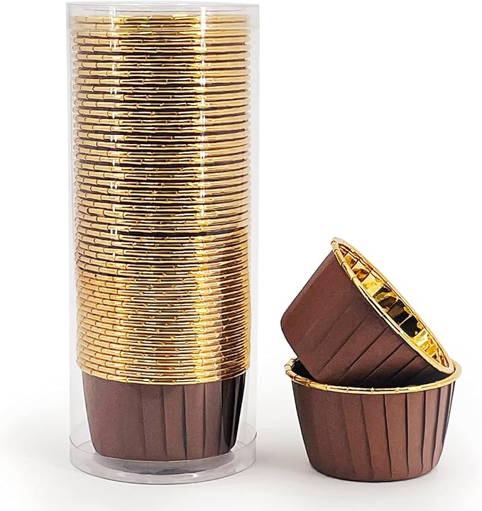 Party Hippo Disposable Foil Muffin Liners, Gold Aluminum Cupcake Ramekin Holders, Little Baking