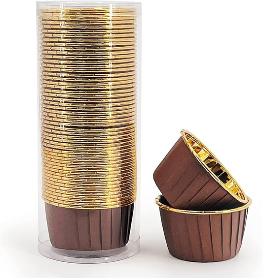 Party Hippo Disposable Foil Muffin Liners, Gold Aluminum Cupcake Ramekin Holders, Little Baking