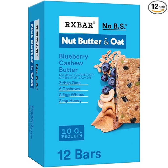 RXBAR Nut Butter and Oat Protein Bars, Protein Snacks, Snack Bars, Blueberry Cashew Butter, 23.2oz